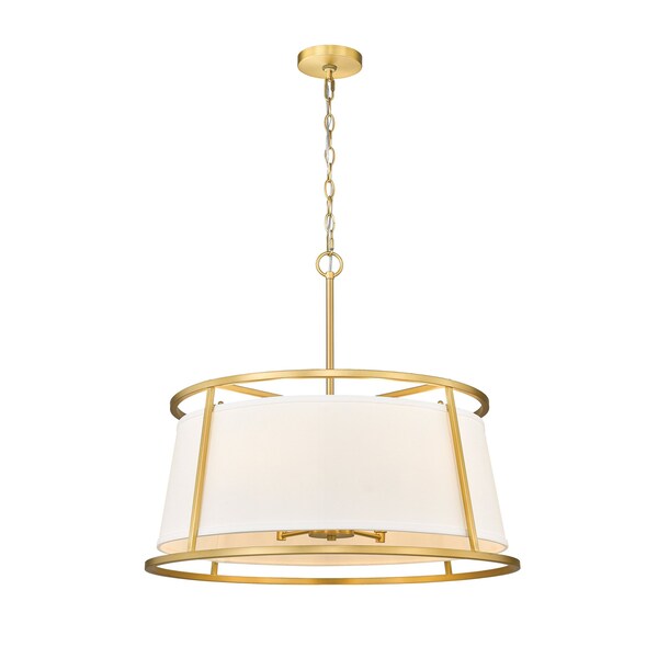Z-Lite Lenyx Pendant Chandelier, 6-Light, 26 In.W x 26 In.L x 23.5 In.H, Rubbed Brass/White 1935-26RB - main